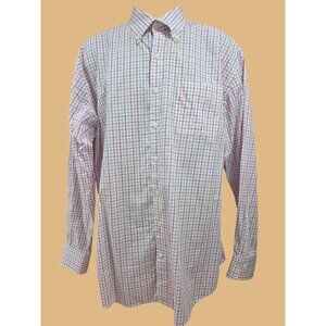Peter Millar Mens Button-Down Shirt XL Pink/Blue Plaid